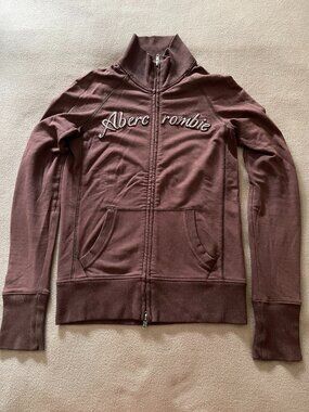 *RARE* Y2K Vintage Abercrombie & Fitch Fitted Zip Up Raglan Jacket Brown Medium